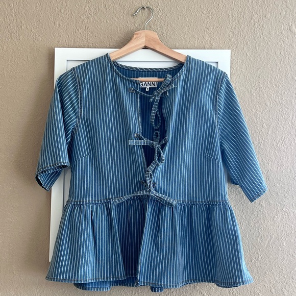 GANNI - Poplin Shirt with bows. So cute ! - Picture 1 of 4